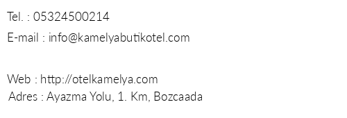 Kamelya Otel telefon numaralar, faks, e-mail, posta adresi ve iletiim bilgileri